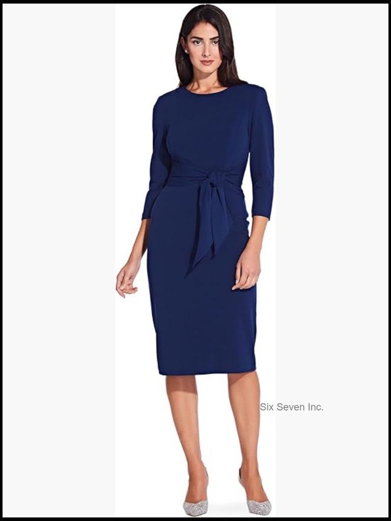 Knit Crepe Tie Waist Sheath Dress - Cocktail Dress